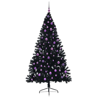 Künstlicher vorbeleuchteter Weihnachtsbaum Schwarz 210 cm PVC