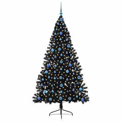 Künstlicher vorbeleuchteter Weihnachtsbaum Schwarz 210 cm PVC