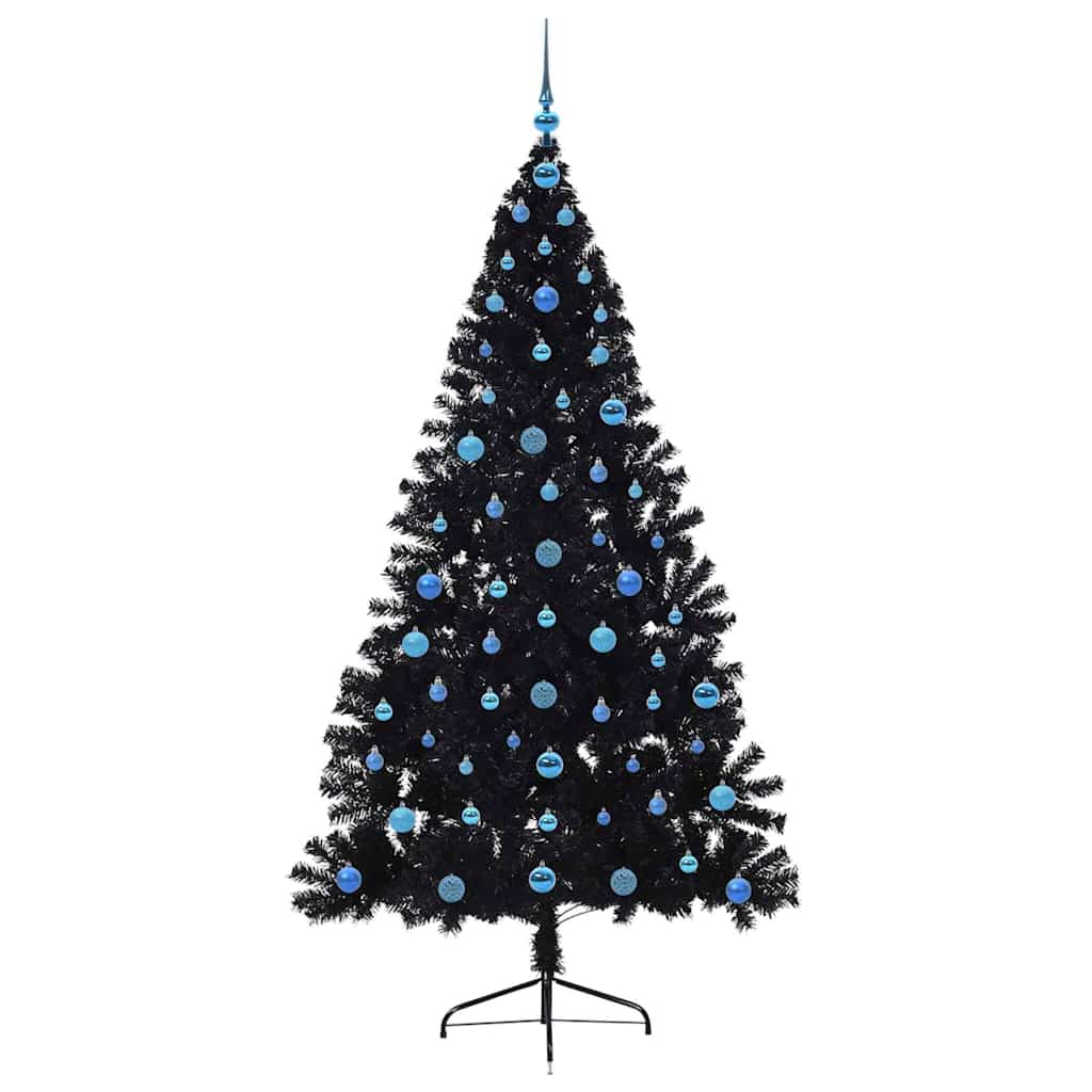 Künstlicher vorbeleuchteter Weihnachtsbaum Schwarz 210 cm PVC
