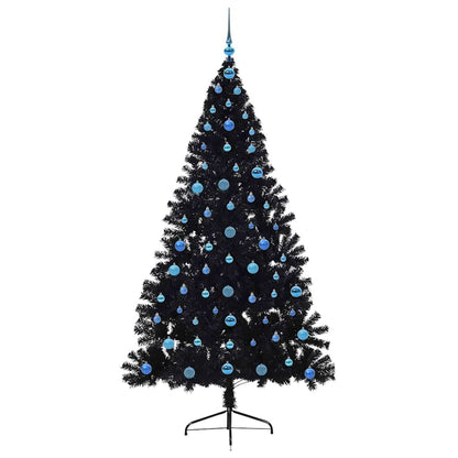 Künstlicher vorbeleuchteter Weihnachtsbaum Schwarz 210 cm PVC