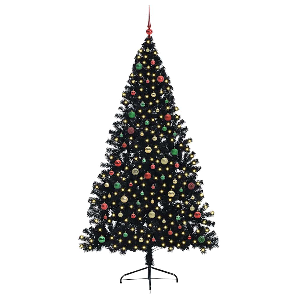 Künstlicher vorbeleuchteter Weihnachtsbaum Schwarz 210 cm PVC