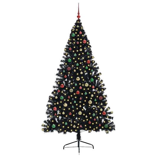 Künstlicher vorbeleuchteter Weihnachtsbaum Schwarz 210 cm PVC