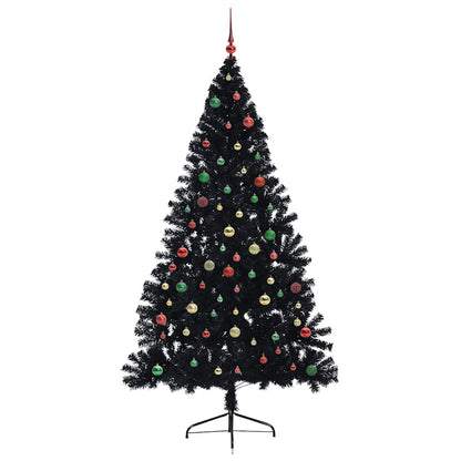 Künstlicher vorbeleuchteter Weihnachtsbaum Schwarz 210 cm PVC
