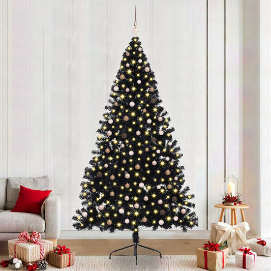 Künstlicher vorbeleuchteter Weihnachtsbaum Schwarz 240 cm PVC