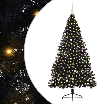 Künstlicher vorbeleuchteter Weihnachtsbaum Schwarz 240 cm PVC