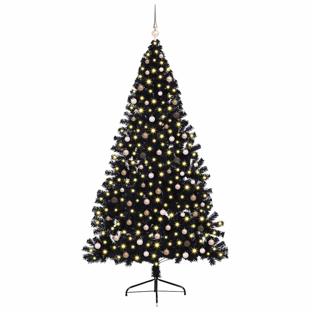 Künstlicher vorbeleuchteter Weihnachtsbaum Schwarz 240 cm PVC