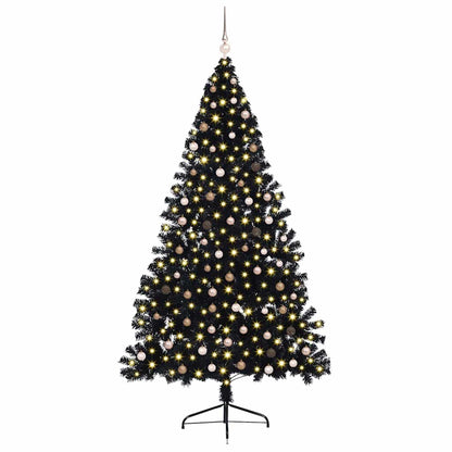 Künstlicher vorbeleuchteter Weihnachtsbaum Schwarz 240 cm PVC
