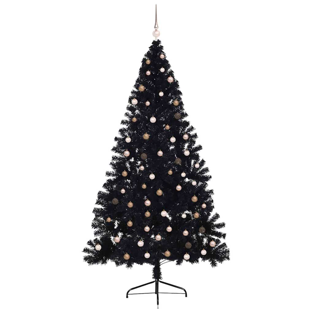 Künstlicher vorbeleuchteter Weihnachtsbaum Schwarz 240 cm PVC