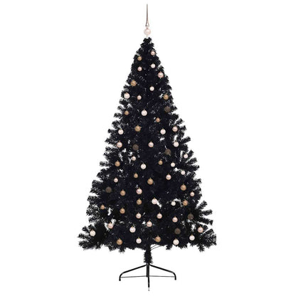 Künstlicher vorbeleuchteter Weihnachtsbaum Schwarz 240 cm PVC