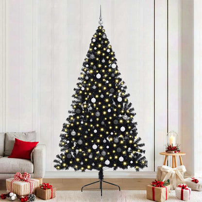 Künstlicher vorbeleuchteter Weihnachtsbaum Schwarz 240 cm PVC