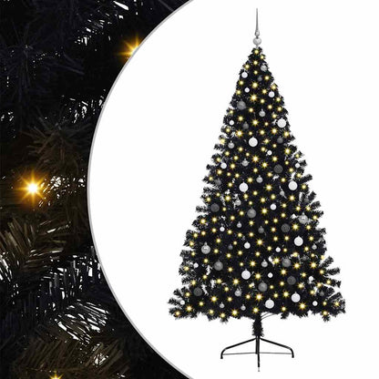 Künstlicher vorbeleuchteter Weihnachtsbaum Schwarz 240 cm PVC