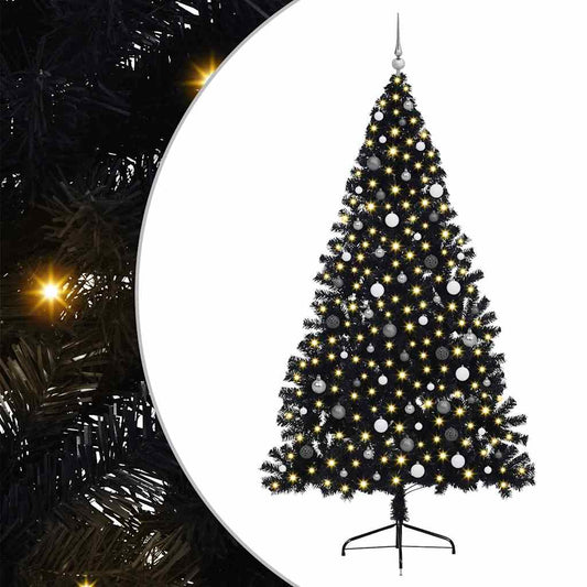 Künstlicher vorbeleuchteter Weihnachtsbaum Schwarz 240 cm PVC