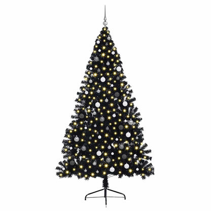 Künstlicher vorbeleuchteter Weihnachtsbaum Schwarz 240 cm PVC