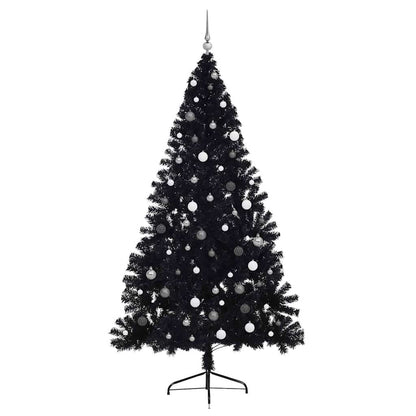 Künstlicher vorbeleuchteter Weihnachtsbaum Schwarz 240 cm PVC