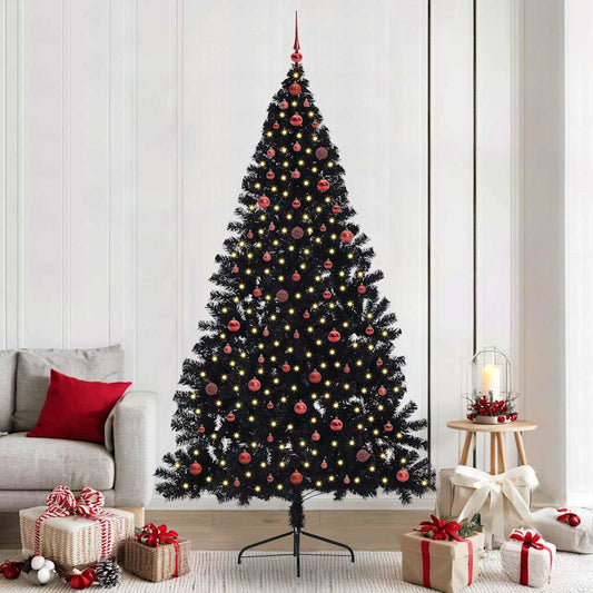 Künstlicher vorbeleuchteter Weihnachtsbaum Schwarz 240 cm PVC