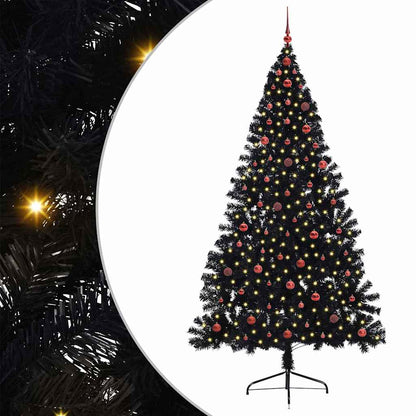Künstlicher vorbeleuchteter Weihnachtsbaum Schwarz 240 cm PVC