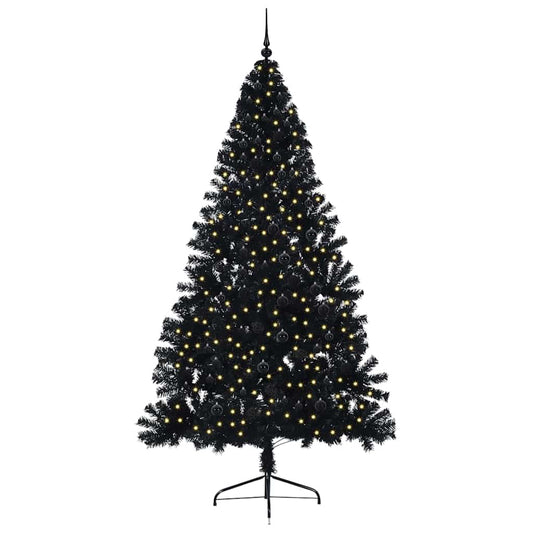 Künstlicher vorbeleuchteter Weihnachtsbaum Schwarz 240 cm PVC