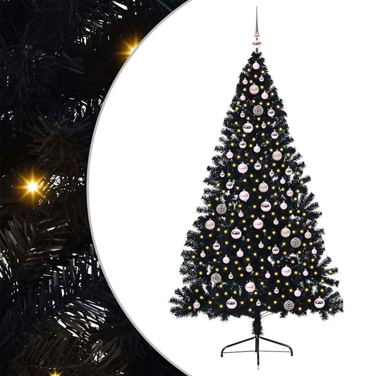 Künstlicher vorbeleuchteter Weihnachtsbaum Schwarz 240 cm PVC