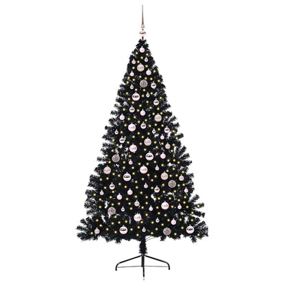 Künstlicher vorbeleuchteter Weihnachtsbaum Schwarz 240 cm PVC