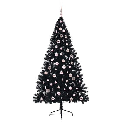 Künstlicher vorbeleuchteter Weihnachtsbaum Schwarz 240 cm PVC