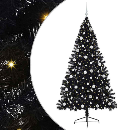 Künstlicher vorbeleuchteter Weihnachtsbaum Schwarz 240 cm PVC