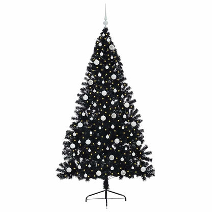 Künstlicher vorbeleuchteter Weihnachtsbaum Schwarz 240 cm PVC