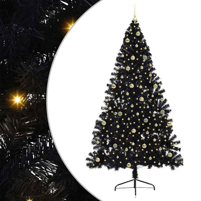 Künstlicher vorbeleuchteter Weihnachtsbaum Schwarz 240 cm PVC