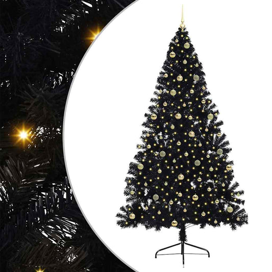Künstlicher vorbeleuchteter Weihnachtsbaum Schwarz 240 cm PVC