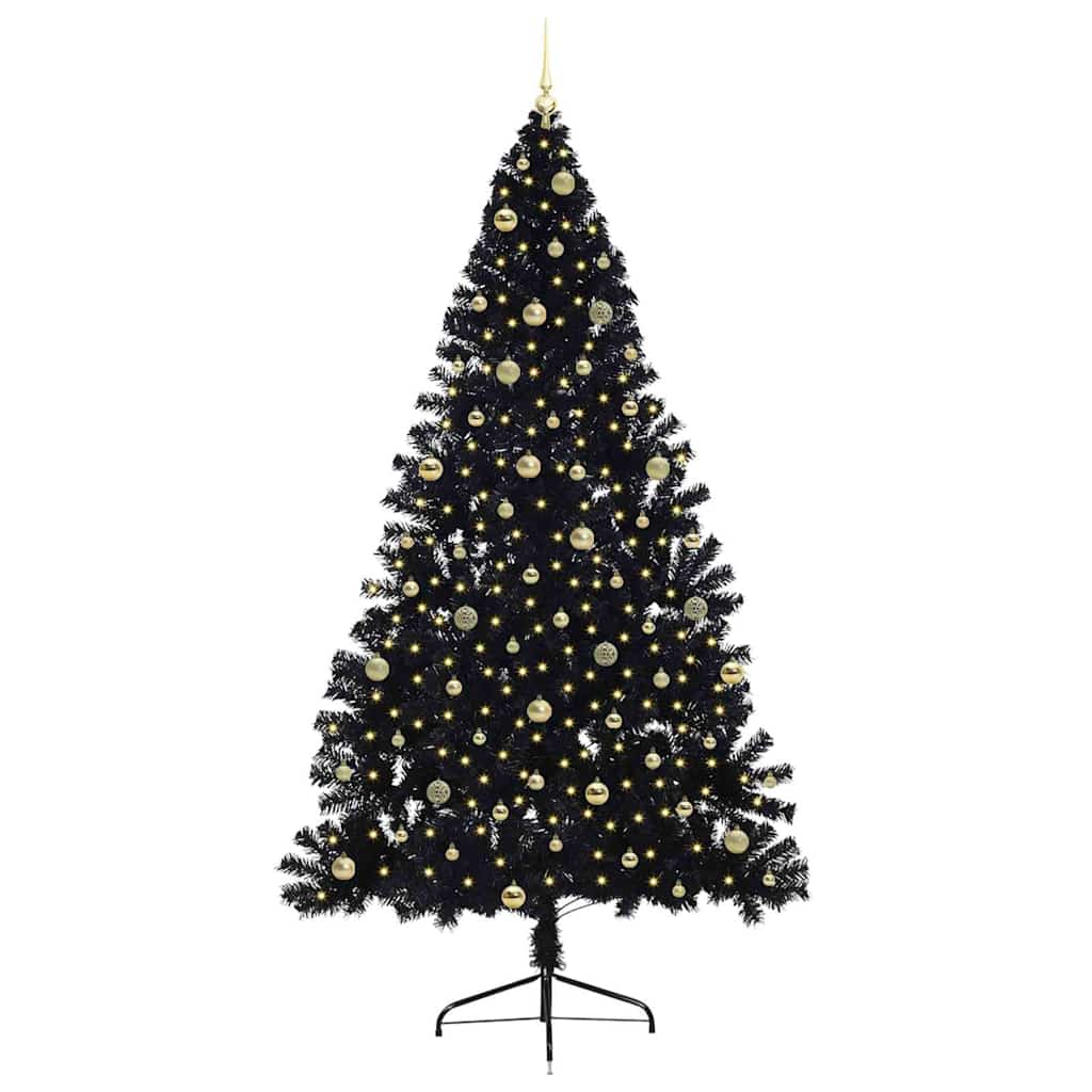 Künstlicher vorbeleuchteter Weihnachtsbaum Schwarz 240 cm PVC