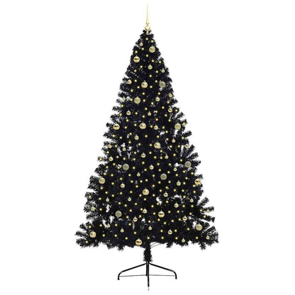 Künstlicher vorbeleuchteter Weihnachtsbaum Schwarz 240 cm PVC