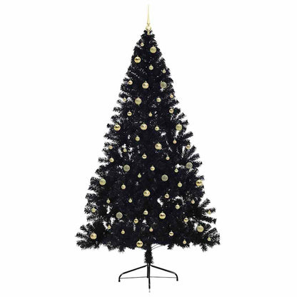 Künstlicher vorbeleuchteter Weihnachtsbaum Schwarz 240 cm PVC