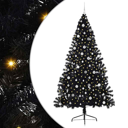 Künstlicher vorbeleuchteter Weihnachtsbaum Schwarz 240 cm PVC