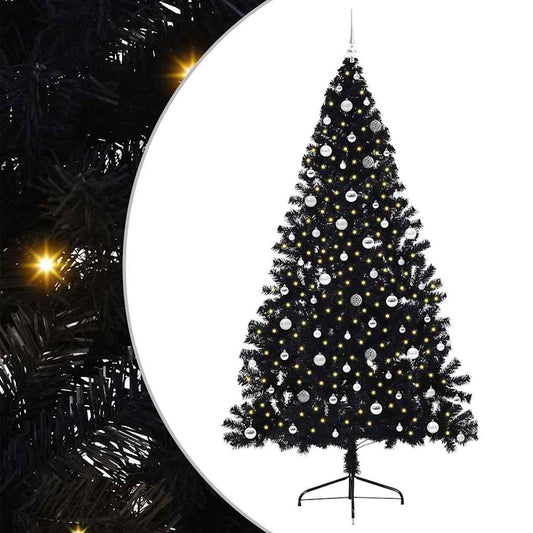 Künstlicher vorbeleuchteter Weihnachtsbaum Schwarz 240 cm PVC