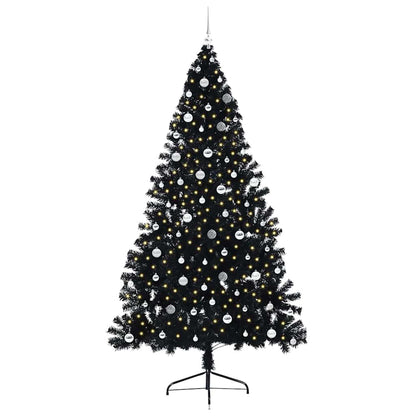 Künstlicher vorbeleuchteter Weihnachtsbaum Schwarz 240 cm PVC