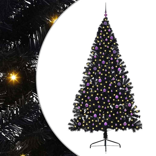 Künstlicher vorbeleuchteter Weihnachtsbaum Schwarz 240 cm PVC