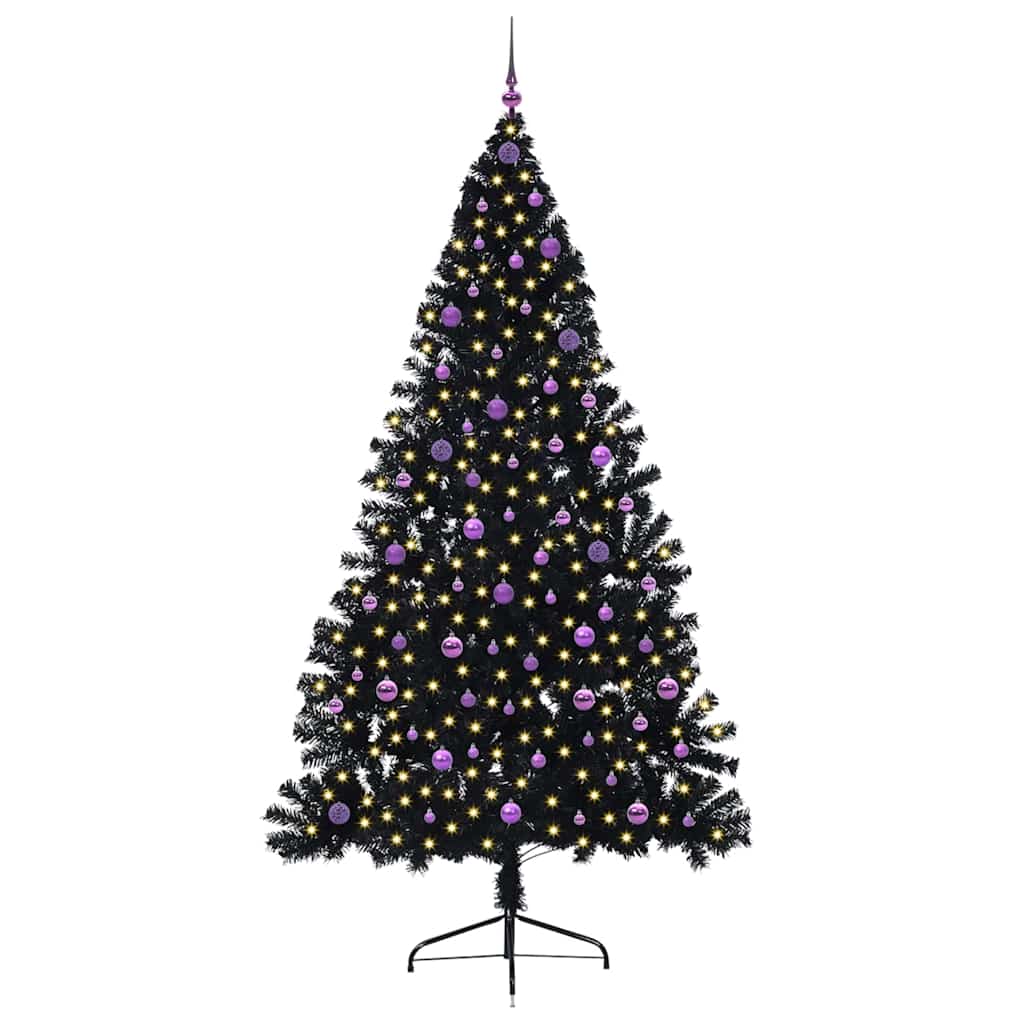 Künstlicher vorbeleuchteter Weihnachtsbaum Schwarz 240 cm PVC
