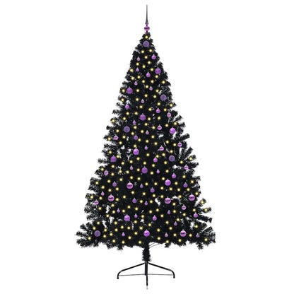 Künstlicher vorbeleuchteter Weihnachtsbaum Schwarz 240 cm PVC