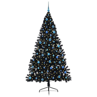 Künstlicher vorbeleuchteter Weihnachtsbaum Schwarz 240 cm PVC