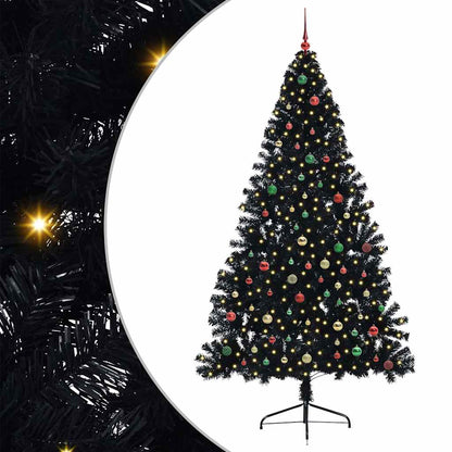 Künstlicher vorbeleuchteter Weihnachtsbaum Schwarz 240 cm PVC