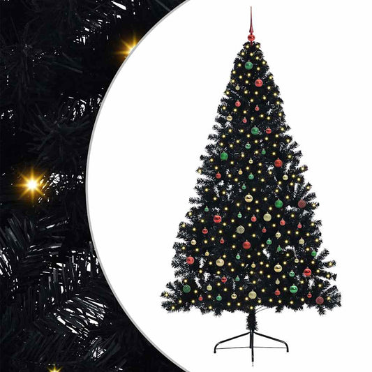 Künstlicher vorbeleuchteter Weihnachtsbaum Schwarz 240 cm PVC