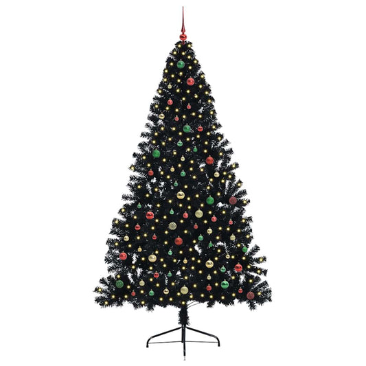 Künstlicher vorbeleuchteter Weihnachtsbaum Schwarz 240 cm PVC