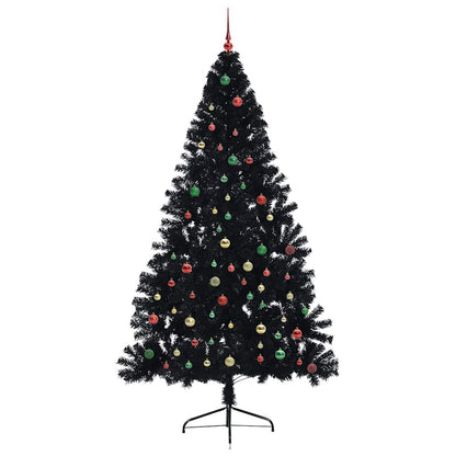 Künstlicher vorbeleuchteter Weihnachtsbaum Schwarz 240 cm PVC