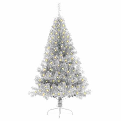 Künstlicher vorbeleuchteter Weihnachtsbaum Silber 120 cm PET