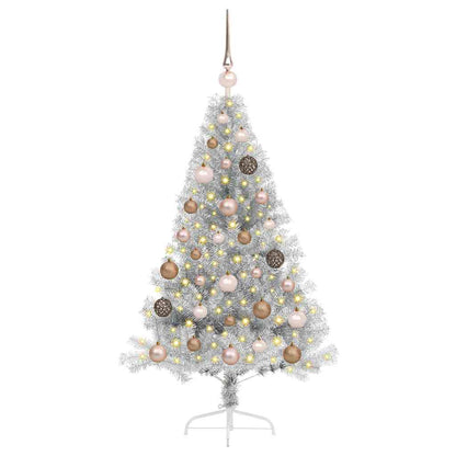 Künstlicher vorbeleuchteter Weihnachtsbaum Silber 120 cm PET