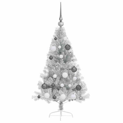 Künstlicher vorbeleuchteter Weihnachtsbaum Silber 120 cm PET