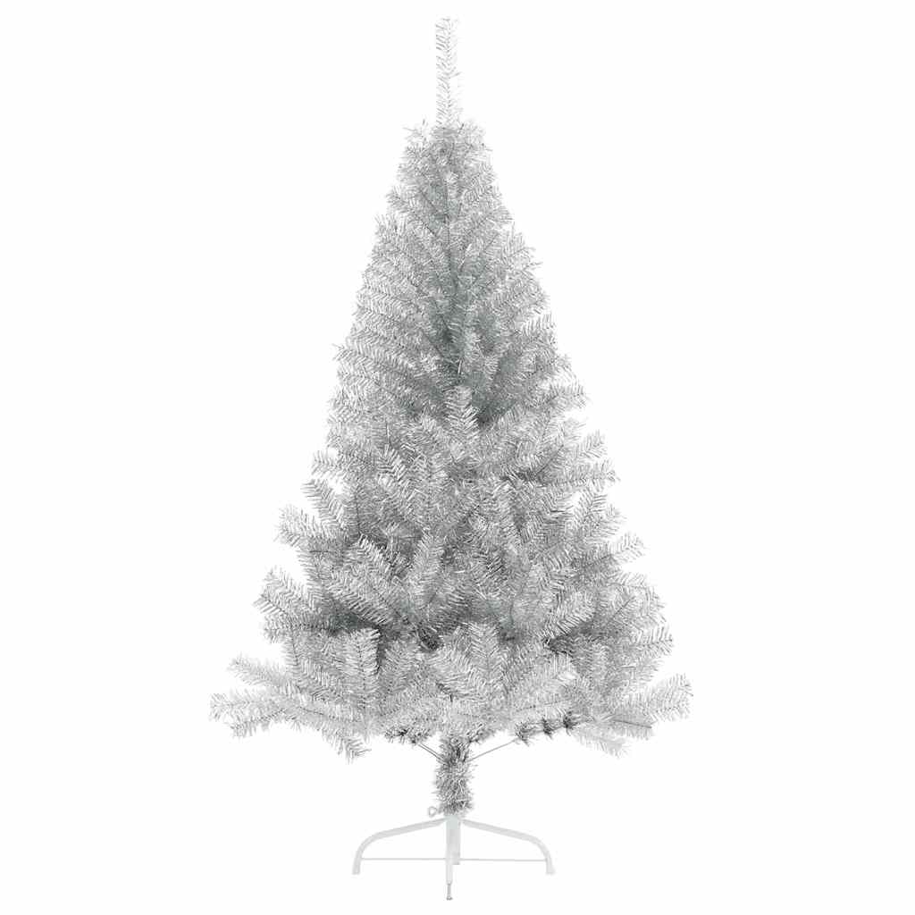 Künstlicher vorbeleuchteter Weihnachtsbaum Silber 120 cm