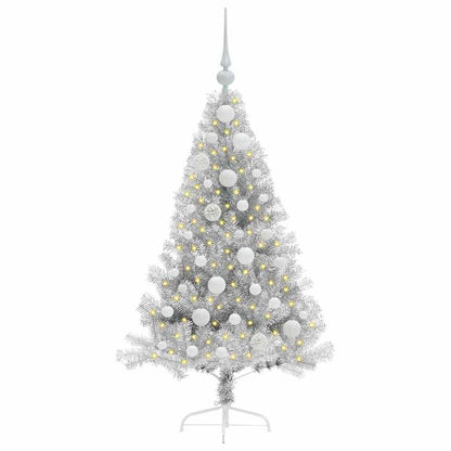 Künstlicher vorbeleuchteter Weihnachtsbaum Silber 120 cm
