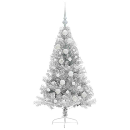 Künstlicher vorbeleuchteter Weihnachtsbaum Silber 120 cm