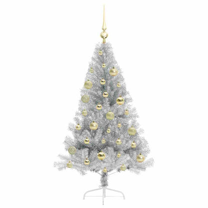 Künstlicher vorbeleuchteter Weihnachtsbaum Silber 120 cm