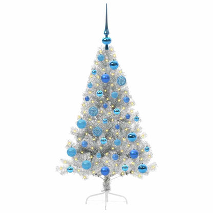 Künstlicher vorbeleuchteter Weihnachtsbaum Silber 120 cm